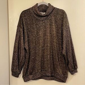 CHRISTIAN DIOR Loungewear Vintage Knit Metallic Turtleneck Sweater
